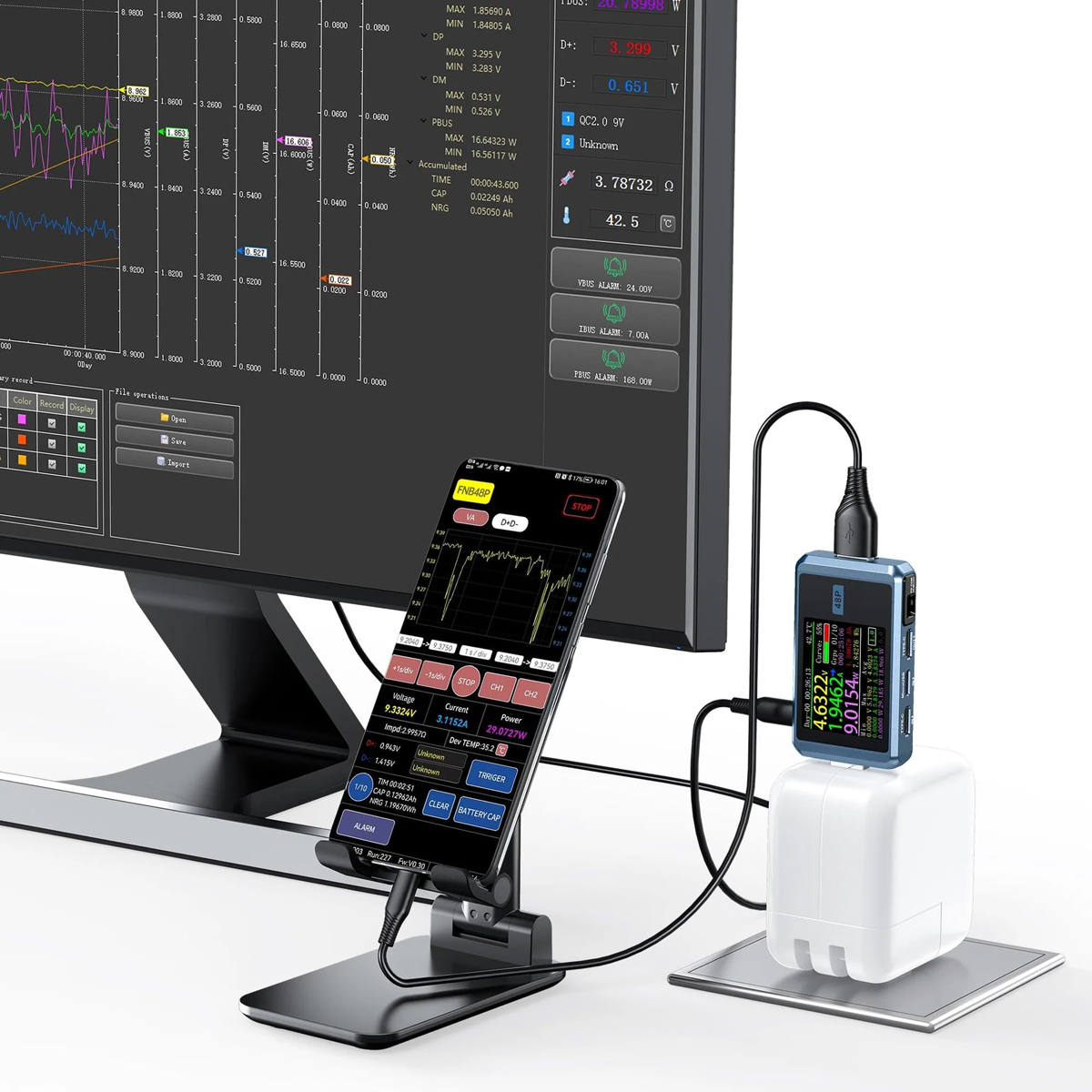 FNIRSI USB tester φόρτισης FNB48P, USB/micro USB/USB-C - Image 2