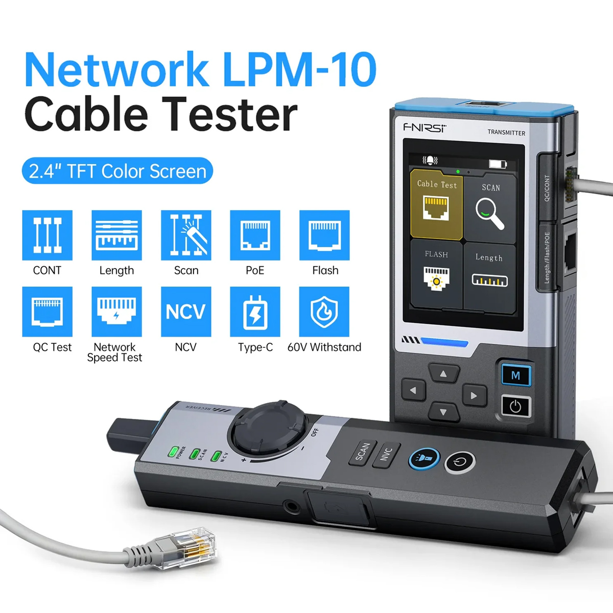 FNIRSI tester καλωδίων δικτύου LPM-10A, επαναφορτιζόμενο - Image 3