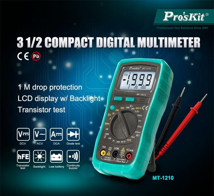 PROSKIT ψηφιακό πολύμετρο MT-1210, μέτρηση AC/DC - Image 2