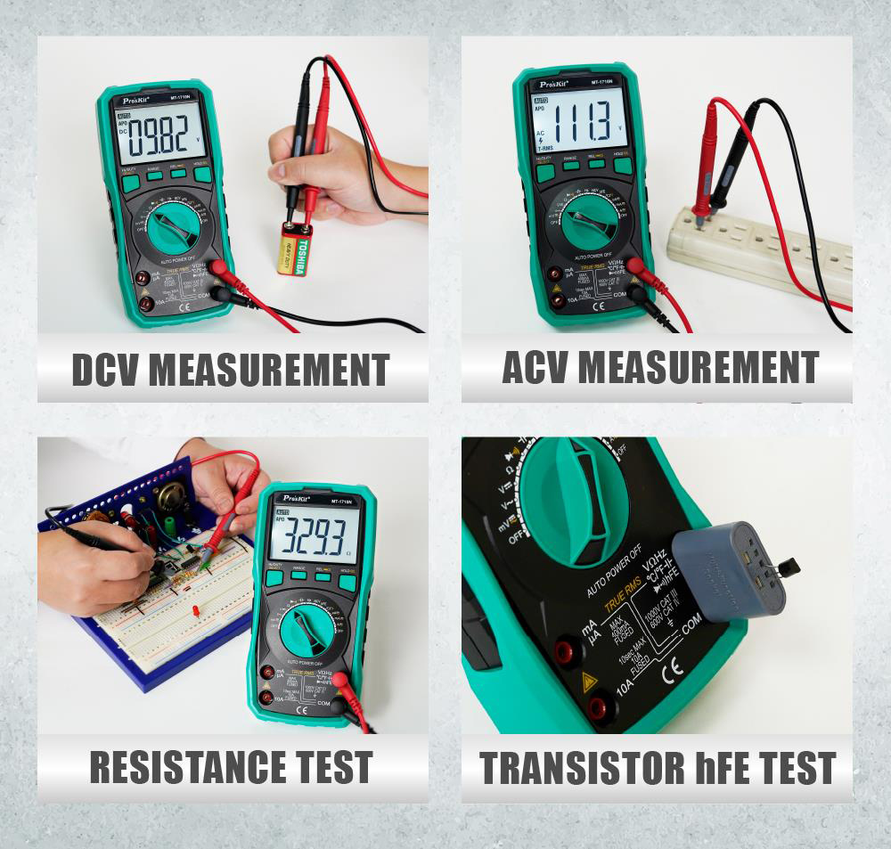 PROSKIT ψηφιακό πολύμετρο MT-1710N, μέτρηση AC/DC, True RMS, NCV - Image 2