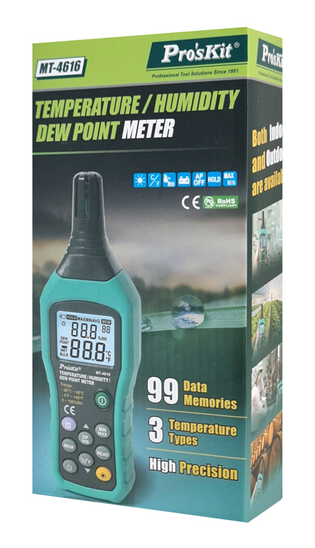 PROSKIT ψηφιακό θερμόμετρο & υγρασιόμετρο MT-4616, -20~60 °C, 0~100% RH - Image 2