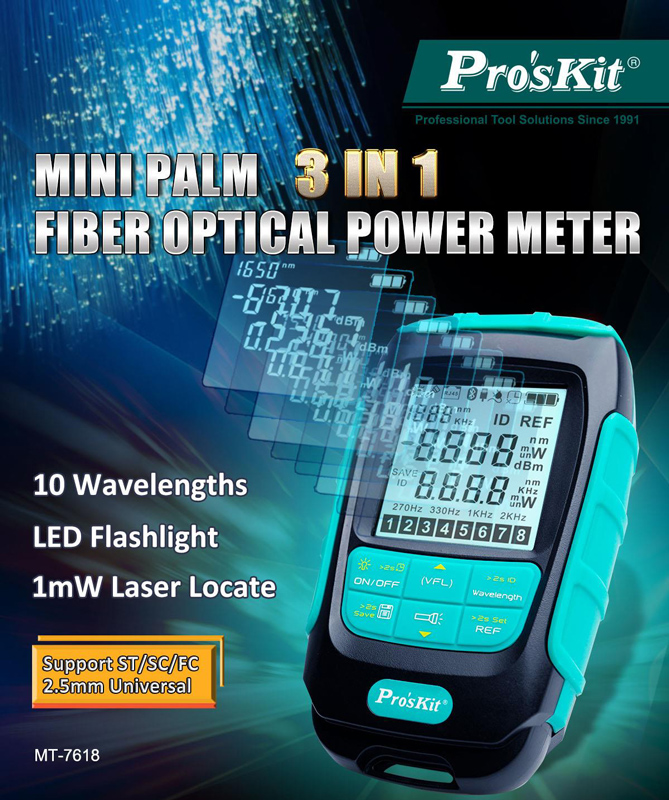 PROSKIT πολύμετρο οπτικών ινών MT-7618, μέτρηση ισχύος & VFL, 1mW - Image 2