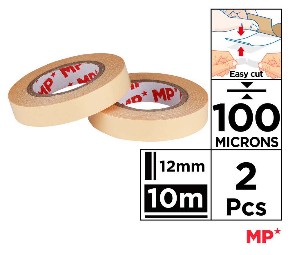 MP κολλητική ταινία διπλής όψεως PA512-01, 12mm, 10m, μπεζ, 2τμχ - Image 2