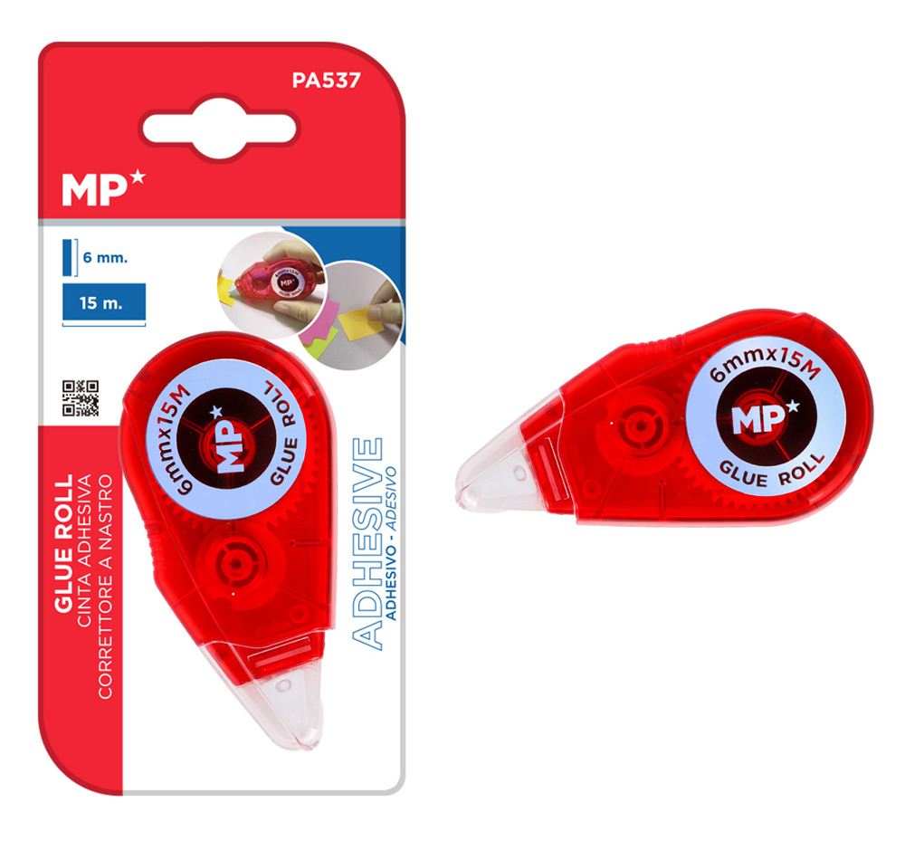 MP κολλητική ταινία διπλής όψεως PA537, 6mm x 15m, κόκκινη