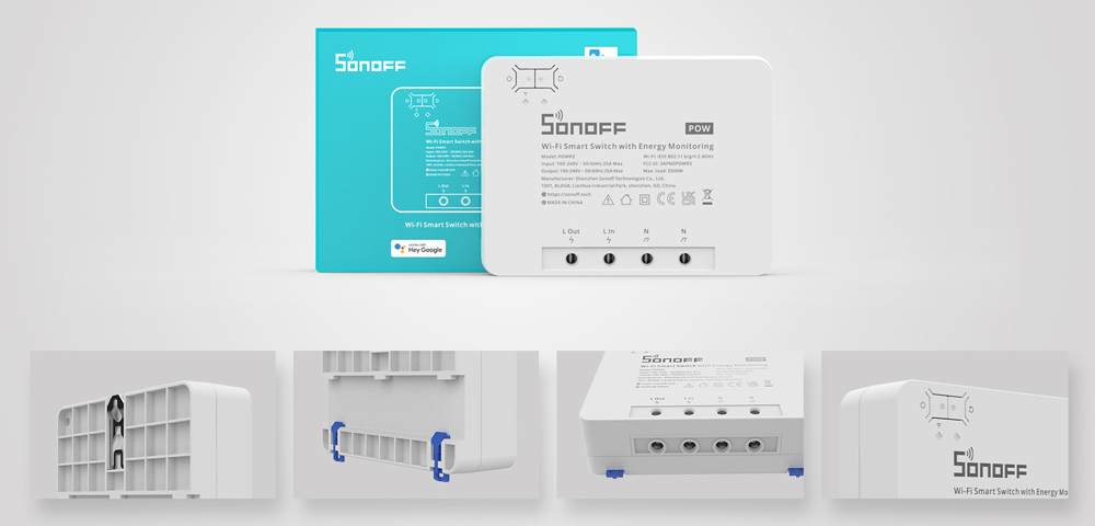 SONOFF smart διακόπτης παρακολούθησης ισχύος POWR3, WiFi, 25A, λευκός - Image 3