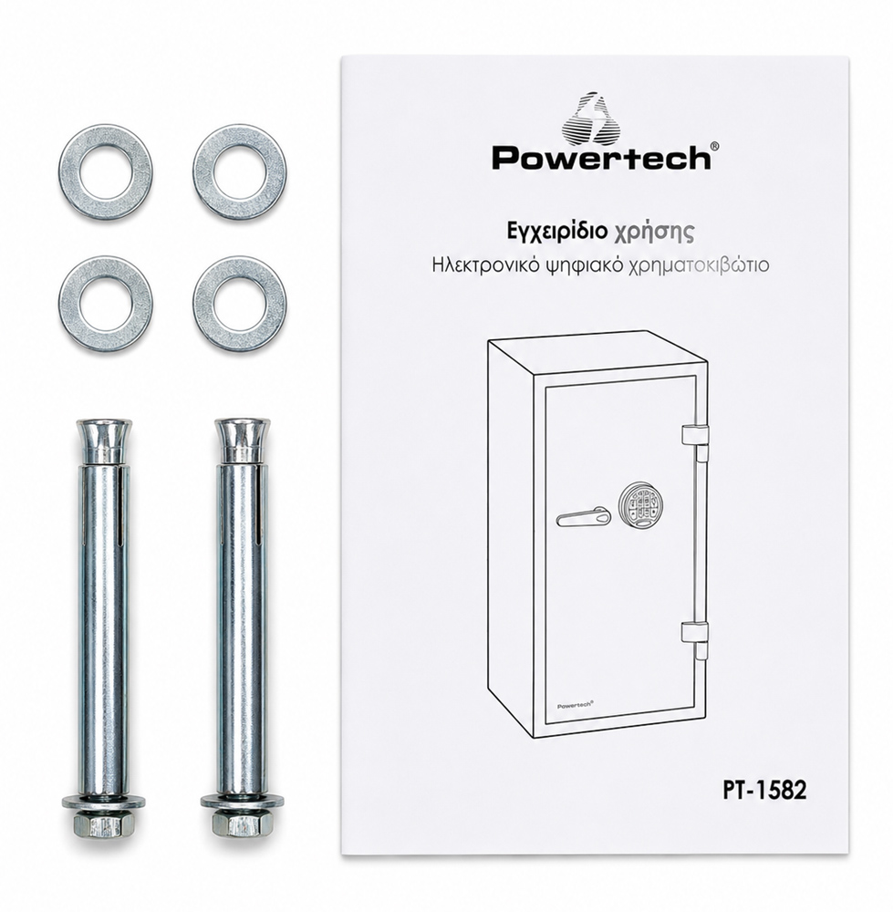 POWERTECH χρηματοκιβώτιο ασφαλείας PT-1582, ψηφιακό κλείδωμα, 98x48x52cm, 164kgs - Image 3