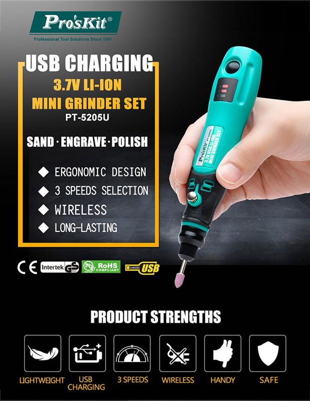 PROSKIT περιστροφικό πολυεργαλείο PT-5205U, 3.7V, 600mah, έως 15000rpm - Image 2