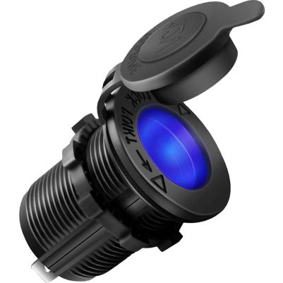 POWERTECH πρίζα αναπτήρα για σκάφη & οχήματα PTL-010, μπλε LED, 12V