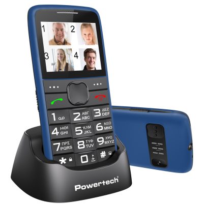 POWERTECH κινητό τηλέφωνο Sentry Eco V2, dual SIM, πλήκτρο SOS, μπλε