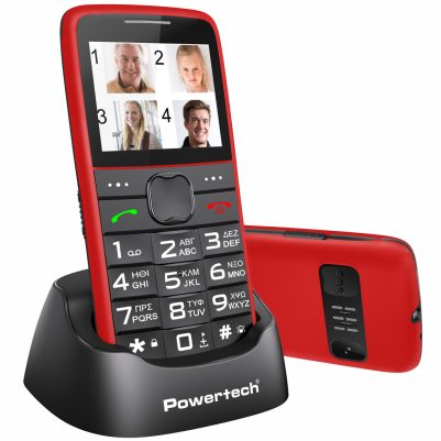 POWERTECH κινητό τηλέφωνο Sentry Eco V2, dual SIM, πλήκτρο SOS, κόκκινο