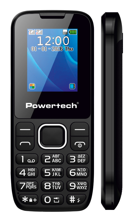 POWERTECH κινητό τηλέφωνο Milly Small III, 1.77", dual SIM, με κάμερα, μαύρο - Image 2