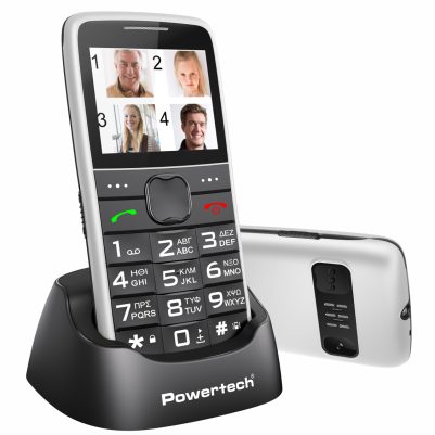 POWERTECH κινητό τηλέφωνο Sentry Eco V2, dual SIM, πλήκτρο SOS, λευκό