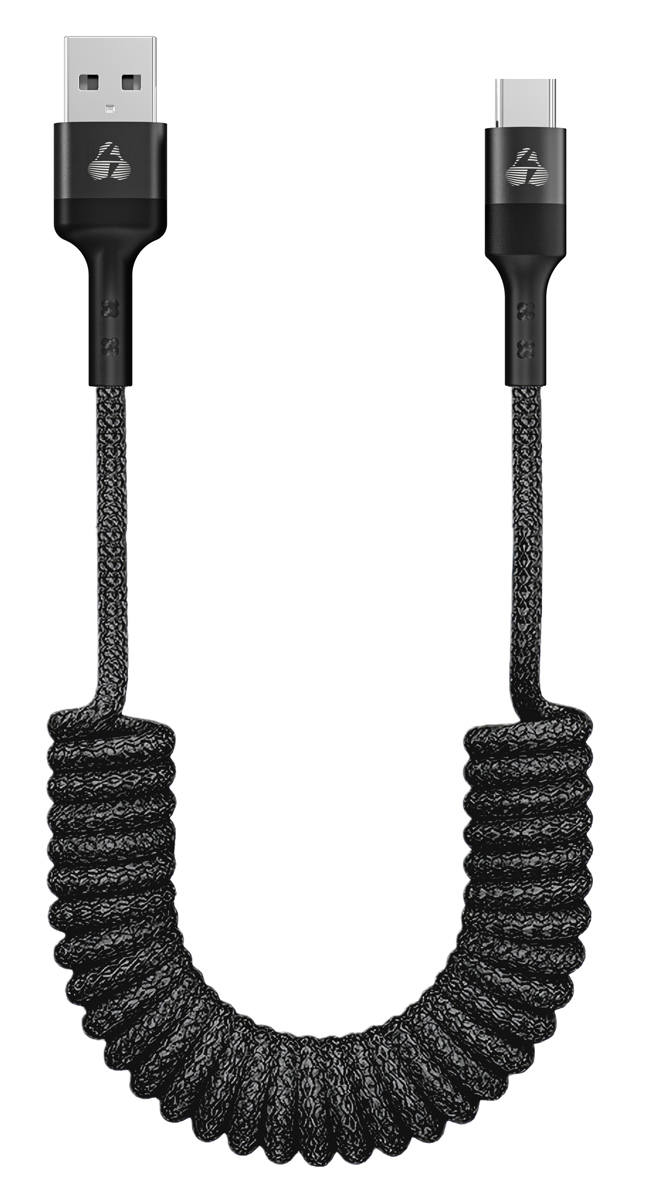 POWERTECH καλώδιο USB-C σε USB PTR-0197 με spiral καλώδιο, PD 60W, 480Mbps, 1m, μαύρο