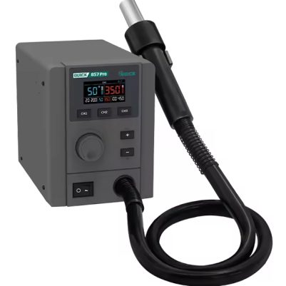 QUICK σταθμός θερμού αέρα QUICK857 Pro με air gun, 580W, 100-500 °C