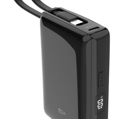 SILICON POWER power bank CP10 με καλώδιο USB-C, 2x θύρες εξόδου, 10000mAh, 20W, μαύρο