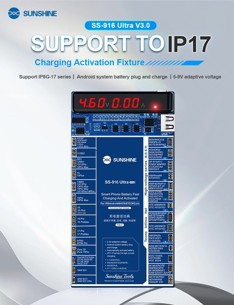 SUNSHINE tester μπαταριών SS-916 Ultra για Apple & Android smartphone, V3.0 - Image 2