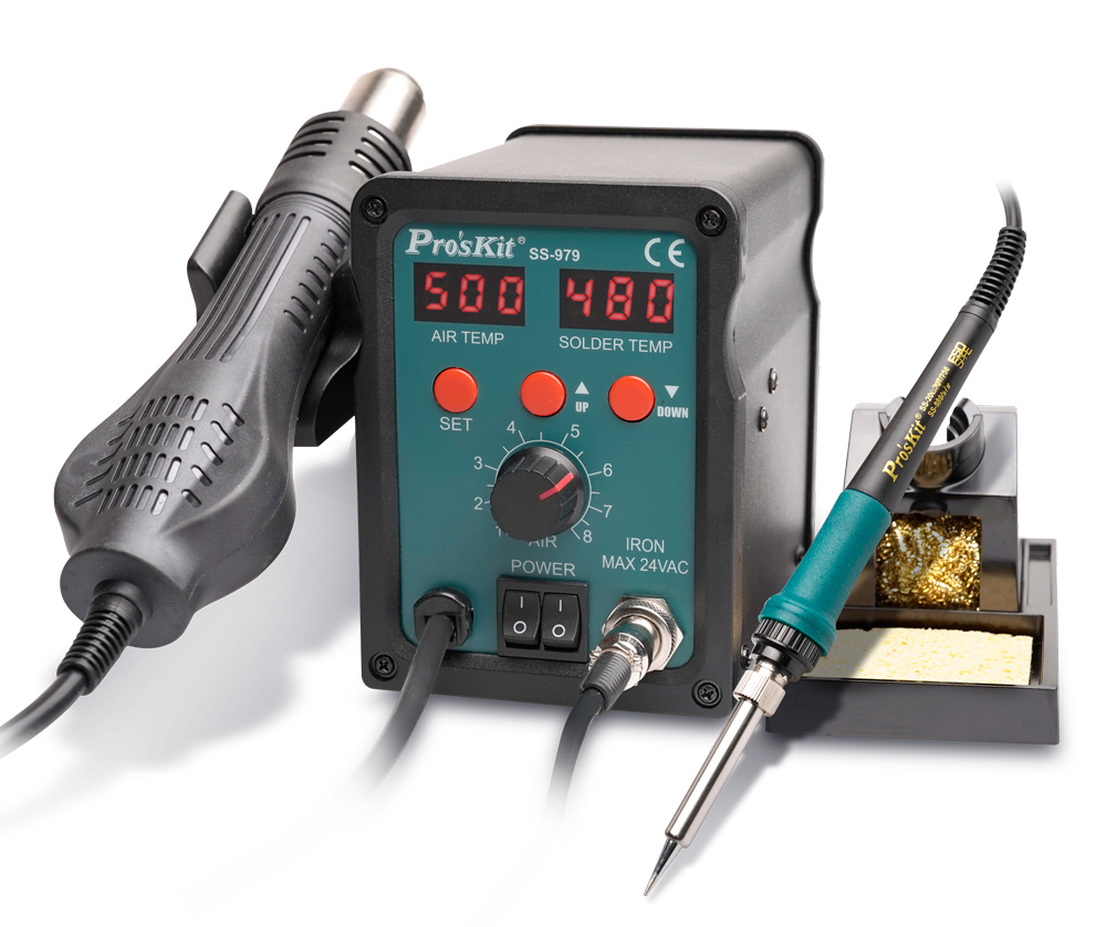 PROSKIT σταθμός συγκόλλησης SS-979B, κολλητήρι/air gun, 760W, 200-480 °C