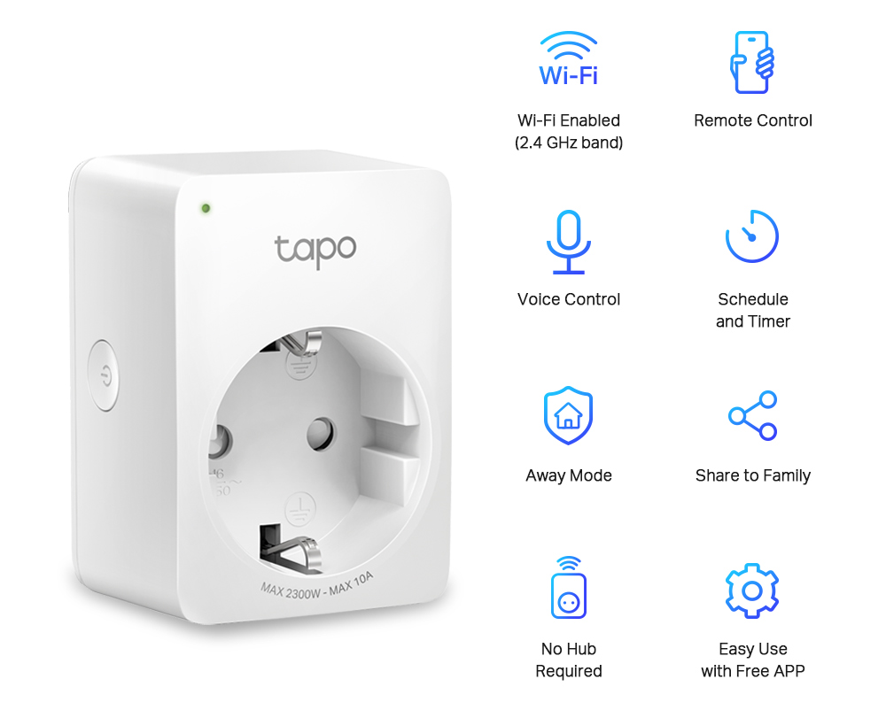 TP-LINK smart αντάπτορας ρεύματος TAPO-P100, Wi-Fi, ΒΤ, 4τμχ, Ver. 1.0 - Image 2
