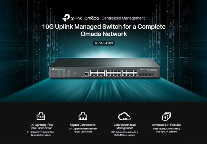 TP-LINK L2+ Managed Switch TL-SG3428X, 24-Port Gigabit, 4x SFP+, Ver.1.4 - Image 2