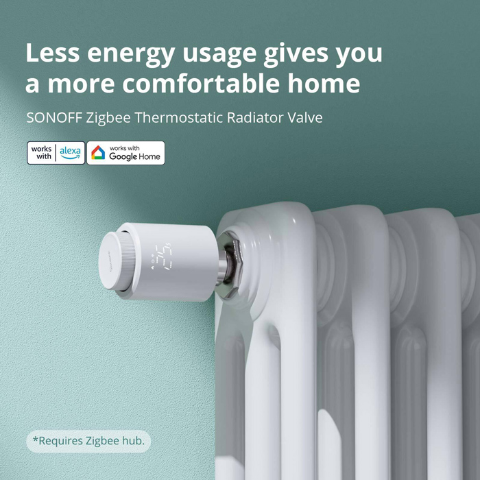 SONOFF smart θερμοστατική βαλβίδα για καλοριφέρ TRVZB, ZigBee, M30x1.5, 48x76mm, 6-28°C - Image 2