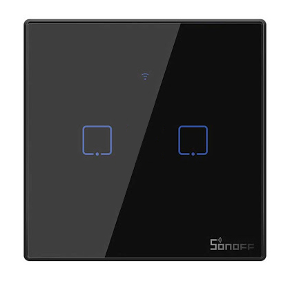 SONOFF smart διακόπτης ΤΧ-T3EU2C, αφής, Wi-Fi, διπλός, μαύρος - Image 2