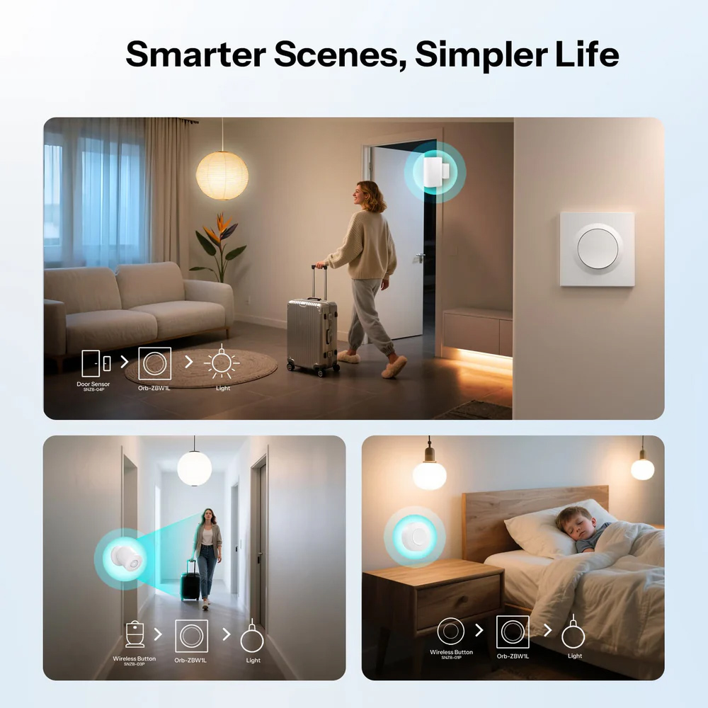 SONOFF smart επιτοίχιος διακόπτης Orb-ZBW1L, μονός, ZigBee 3.0, 6A, λευκός - Image 2