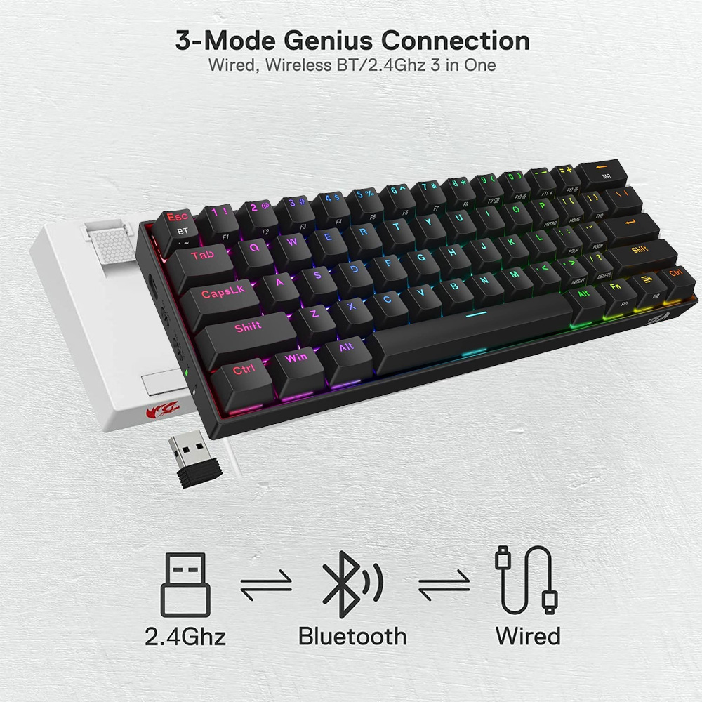 Gaming πληκτρολόγιο - Redragon K530W RGB Draconic Pro White (Custom Brown) - Image 7