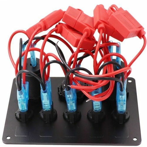 Kewig SP19 Πάνελ με 5 Αδιάβροχους Διακόπτες, 2 USB, Αναπτήρας, Βολτόμετρο (Θαλάσσια Σκάφη/Αυτοκίνητα/Τρακτέρ) - Image 2