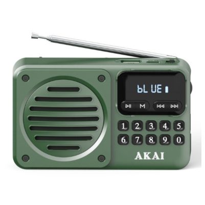 AKAI APR-300 ΦΟΡΗΤΟ ΨΗΦΙΑΚΟ ΡΑΔΙΟΦΩΝΟ ΜΕ BLUETOOTH V5.3 - ΟΘΟΝΗ ΚΑΙ ΕΞΟΔΟ ΑΚΟΥΣΤΙΚΩΝ - MICROSD MP3 ΠΡΑΣΙΝΟ