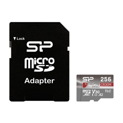 SILICON POWER micro SDXC 256GB CLASS 10 UHS-I U3 A2 V30 CREATE PRO DDR200/WA R170/W150 MB/S + SD ADAPTOR SP256GBSTXLA2V1CSP