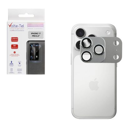 VOLTE-TEL CAMERA GLASS COVER IPHONE 17 PRO 6.3in 9H 0.30MM 3D AR ALUMINIUM-ELECTROPLATING FRAME - MAGNETIC SILVER