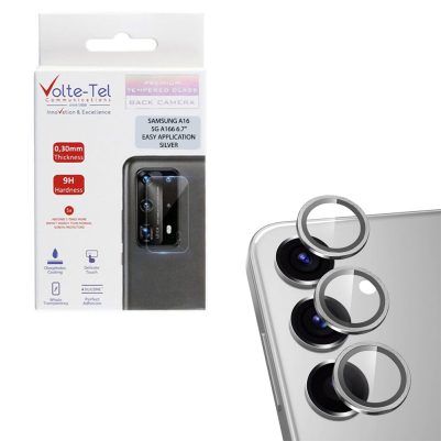 VOLTE-TEL CAMERA GLASS COVER SAMSUNG A16 4G A165/A16 5G A166 6.7in 9H 0.30MM EASY APPLICATION SILVER