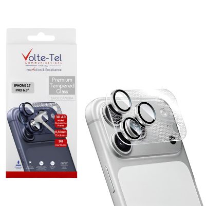VOLTE-TEL CAMERA GLASS COVER IPHONE 17 PRO 6.3in 9H 0.30MM 3D AR NICKEL-ELECTROPLATING FRAME SILVER