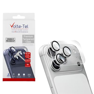 VOLTE-TEL CAMERA GLASS COVER IPHONE 17 PRO MAX 6.9in 9H 0.30MM 3D AR NICKEL-ELECTROPLATING FRAME SILVER