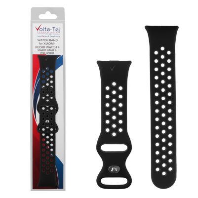 VOLTE-TEL VT129 ΛΟΥΡΑΚΙ ΡΟΛΟΓΙΟΥ ΣΙΛΙΚΟΝΗΣ XIAOMI REDMI WATCH 4/SMART BAND 8 PRO SPORT BLACK-GREY