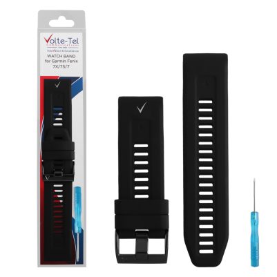 VOLTE-TEL VT135 ΛΟΥΡΑΚΙ ΡΟΛΟΓΙΟΥ ΣΙΛΙΚΟΝΗΣ GARMIN FENIX 7X/7S/7 26mm BLACK  + ΚΑΤΣΑΒΙΔΙ