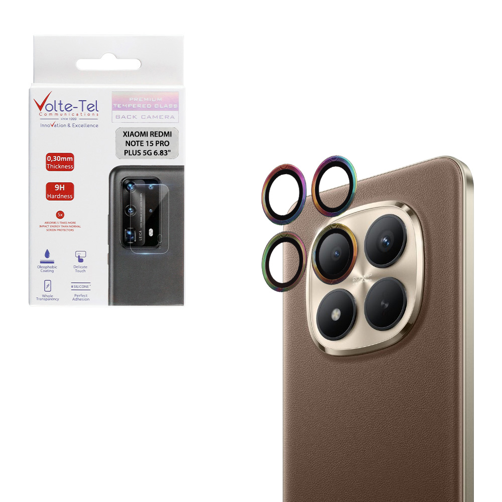 VOLTE-TEL CAMERA GLASS COVER XIAOMI REDMI NOTE 15 PRO/NOTE 15 PRO PLUS/ POCO M8 PRO 5G 6.83in 9H 0.30MM EASY APPLICATION RAINBOW