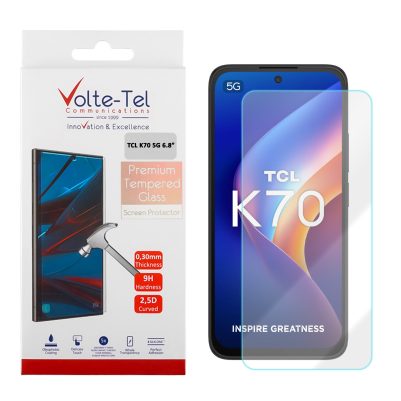 VOLTE-TEL TEMPERED GLASS TCL K70 5G 6.8in 9H 0.30mm 2.5D FULL GLUE