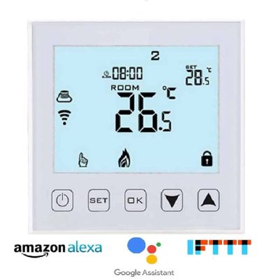 Hysen HY603 Ψηφιακός Θερμοστάτης Smart WIFI για Αέριο/Πετρέλαιο (Οθόνη Αφής/Φωνητικές Εντολές/Εφαρμογή) White