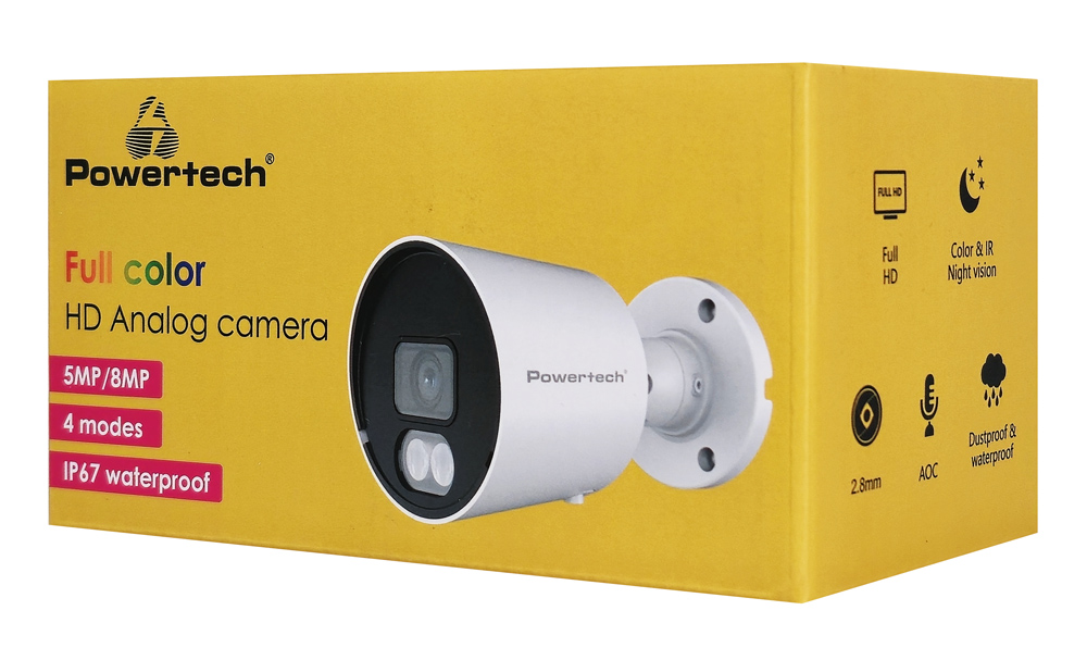 POWERTECH υβριδική κάμερα CCTV PT-1585 με μικρόφωνο & Full Color λειτουργία, 8MP, 2.8mm, IP67 - Image 3