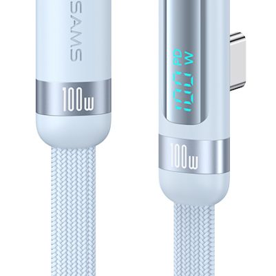 USAMS καλώδιο USB-C US-SJ653, 100W, 480Mbps, flat, 1.2m, μπλε