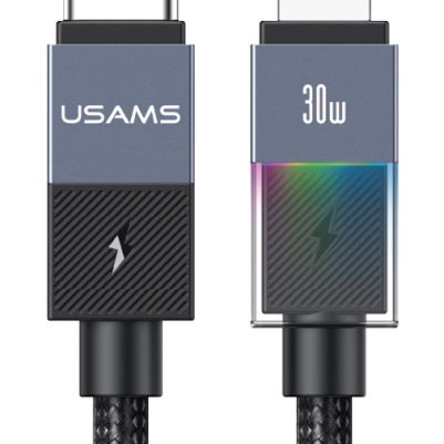 USAMS καλώδιο Lightning σε USB-C SJ776, 30W, 480Mbps, 1.2m, μαύρο