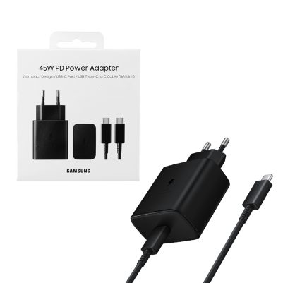 TRAVEL SAMSUNG EP-T4510XBEGEU USB-C 5V 3A/9V 2.77A/20V 2.25A 45W FAST CHARGE+USB DATA USB-C TO USB-C 5A BLACK PACKING OR