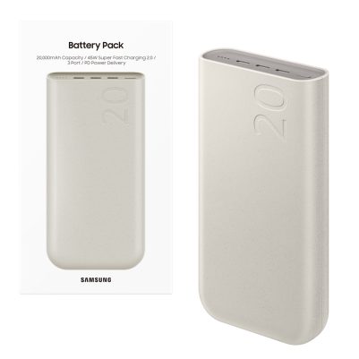SAMSUNG POWER BANK EB-P4520XUEGEU 20000mAh 3 X 3.A USB-C SUPER FAST CHARGE PD 3.0 PPS 45W BEIGE OR