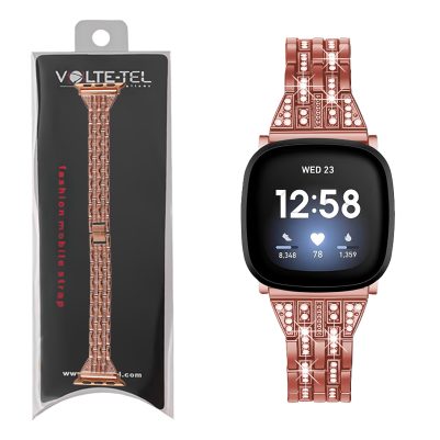 VOLTE-TEL ΛΟΥΡΑΚΙ ΡΟΛΟΓΙΟΥ ΜΕΤΑΛΛΙΚΟ UNIVERSAL 22mm/ΣΥΜΒΑΤΟ ΜΕ APPLE WATCH 38/40/41/42 ΜΕ STRASS ROSE GOLD