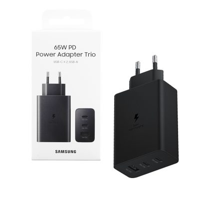 TRAVEL SAMSUNG EP-T6530NBEGEU TRIO PD 3.0 USB-A 15W 5V 2A/9V 1.67A+USB-C 5V 3A/9V 3A/15V 3A/20V 3.25A+USB-C 65W BLACK PACKING OR