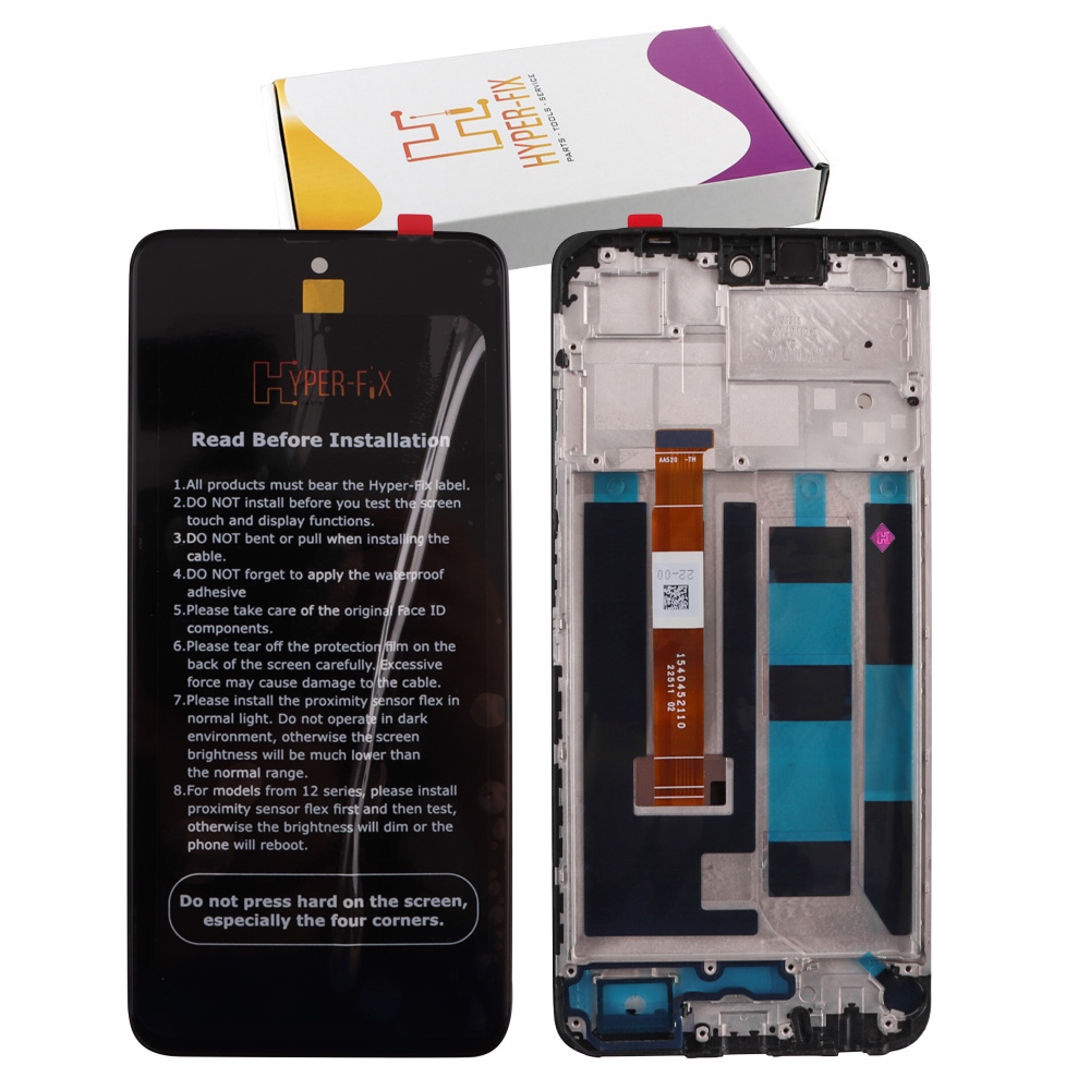 REALME C55 ΟΘΟΝΗ IPS + TOUCH SCREEN + LENS + FRAME HF-4130438 BLACK HYPER-FIX SERVICE PACK