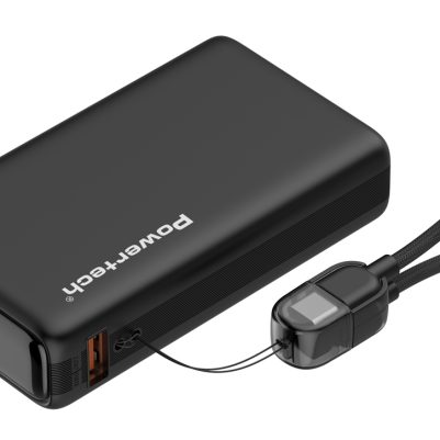 POWERTECH power bank PT-1641 με οθόνη & καλώδιο, 10000mAh, 22.5W, μαύρο