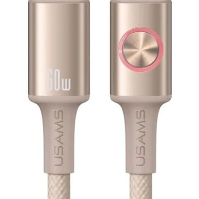 USAMS καλώδιο USB-C SJ752, 60W, 480Mbps, 1.2m, μπεζ