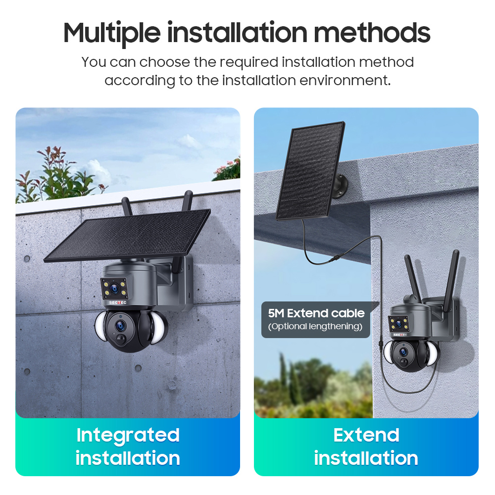 SECTEC smart ηλιακή κάμερα ST-538-6MAOV-4G-EU, dual lens, 3MP, 4G, SD, PTZ, IP66 - Image 3